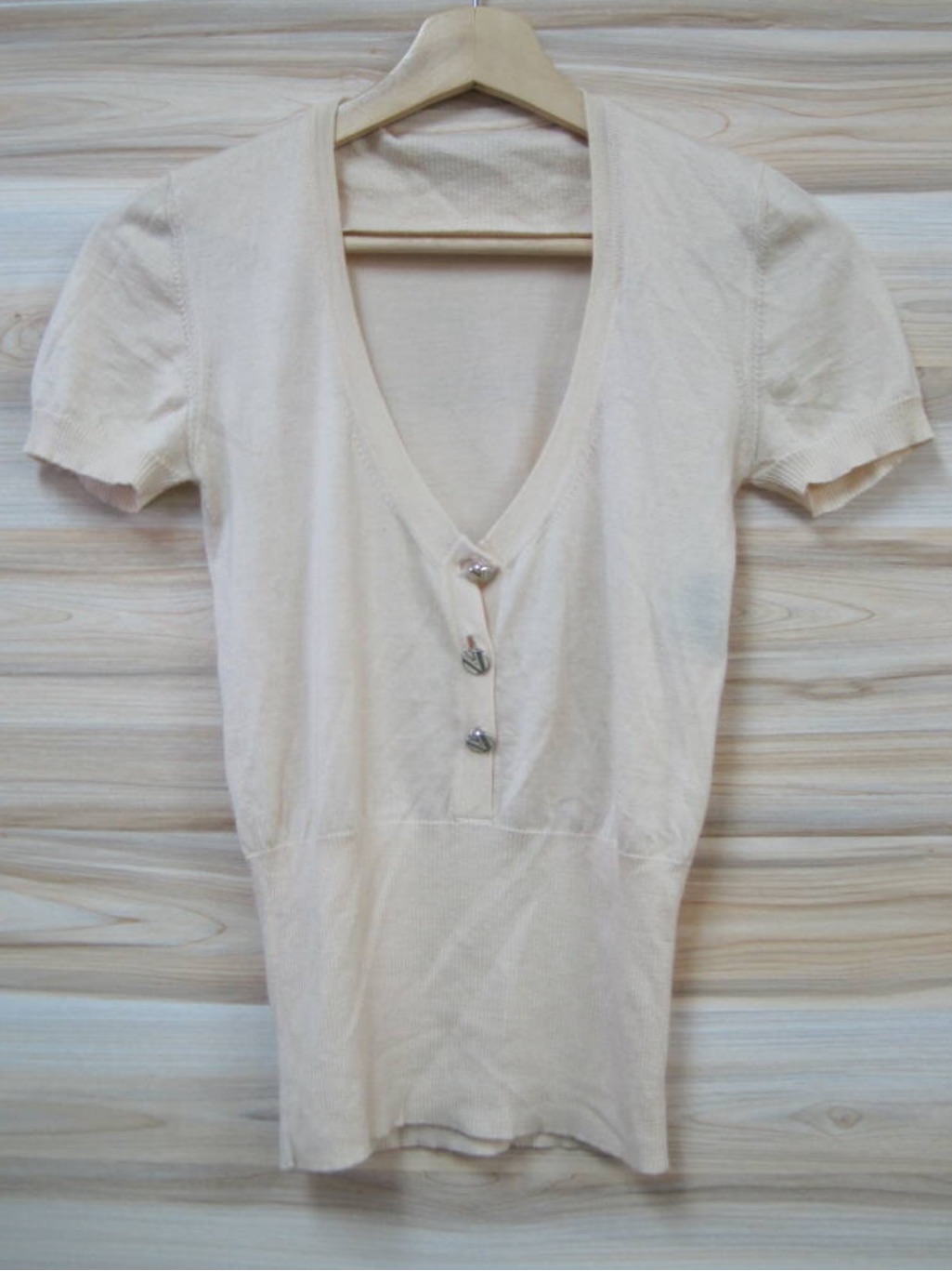 Vintage Versace Cashmere Short Sleeve V-Neck Knit Top, Authentic